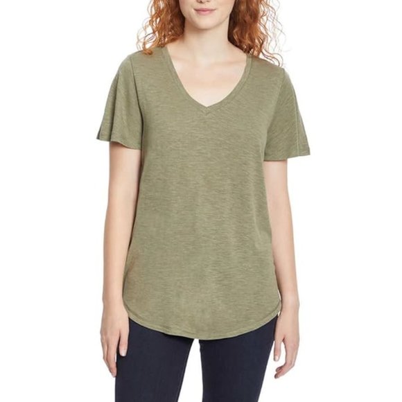 NWT Jessica Simpson Women's Flutter Sleeve V-Neck Tee Green Size M $60 EE021 - Picture 1 of 3